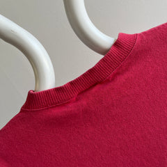 Chemise rouge délavée à manches longues en coton épais des années 1980/90