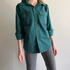 1960/70s Medium Weight Soft Dark Green Cotton Flannel