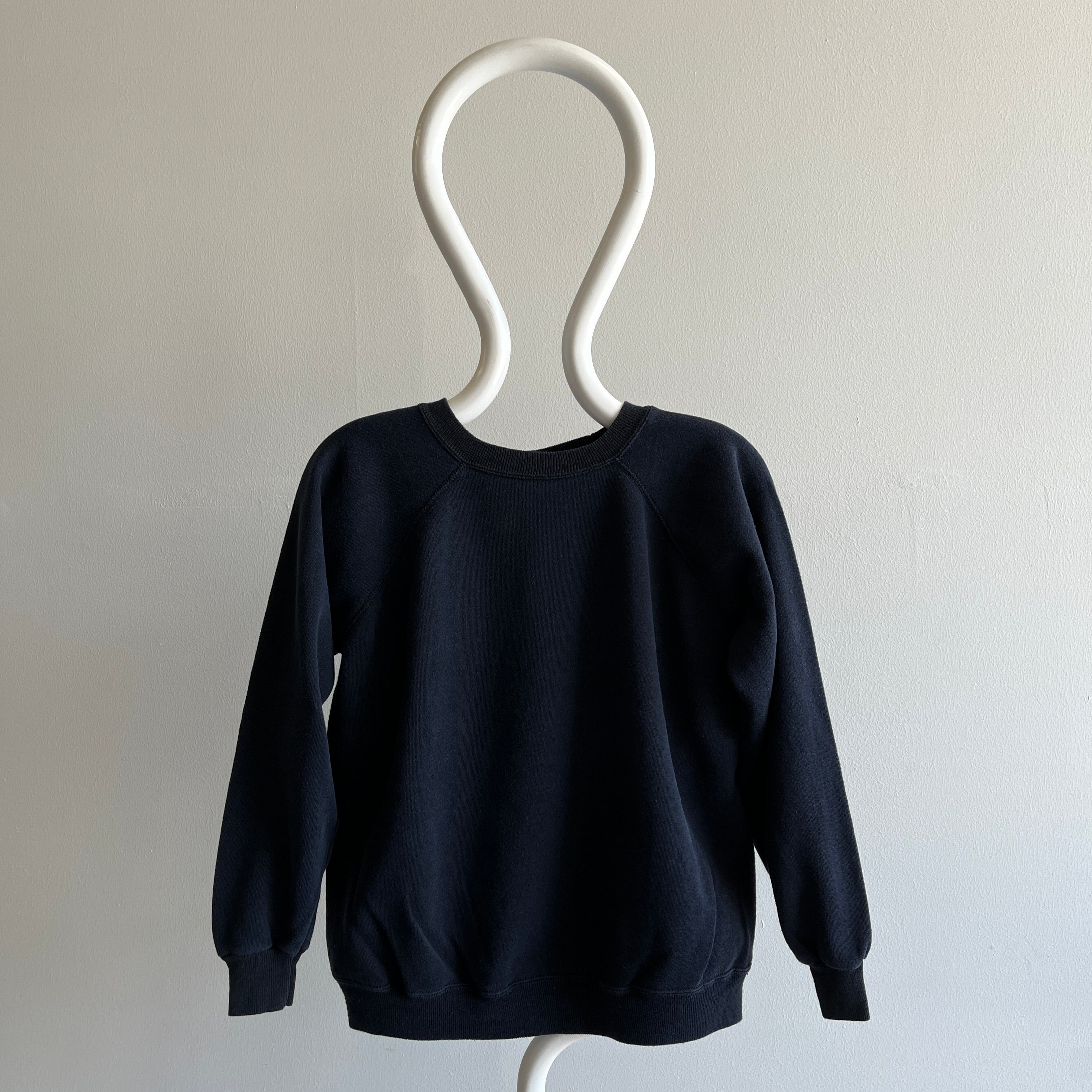 1990s Hanes Sport Blank Black Raglan Sweatshirt