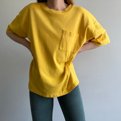 1990s Boxy Marigold Yellow Knit Oversized T-Shirt