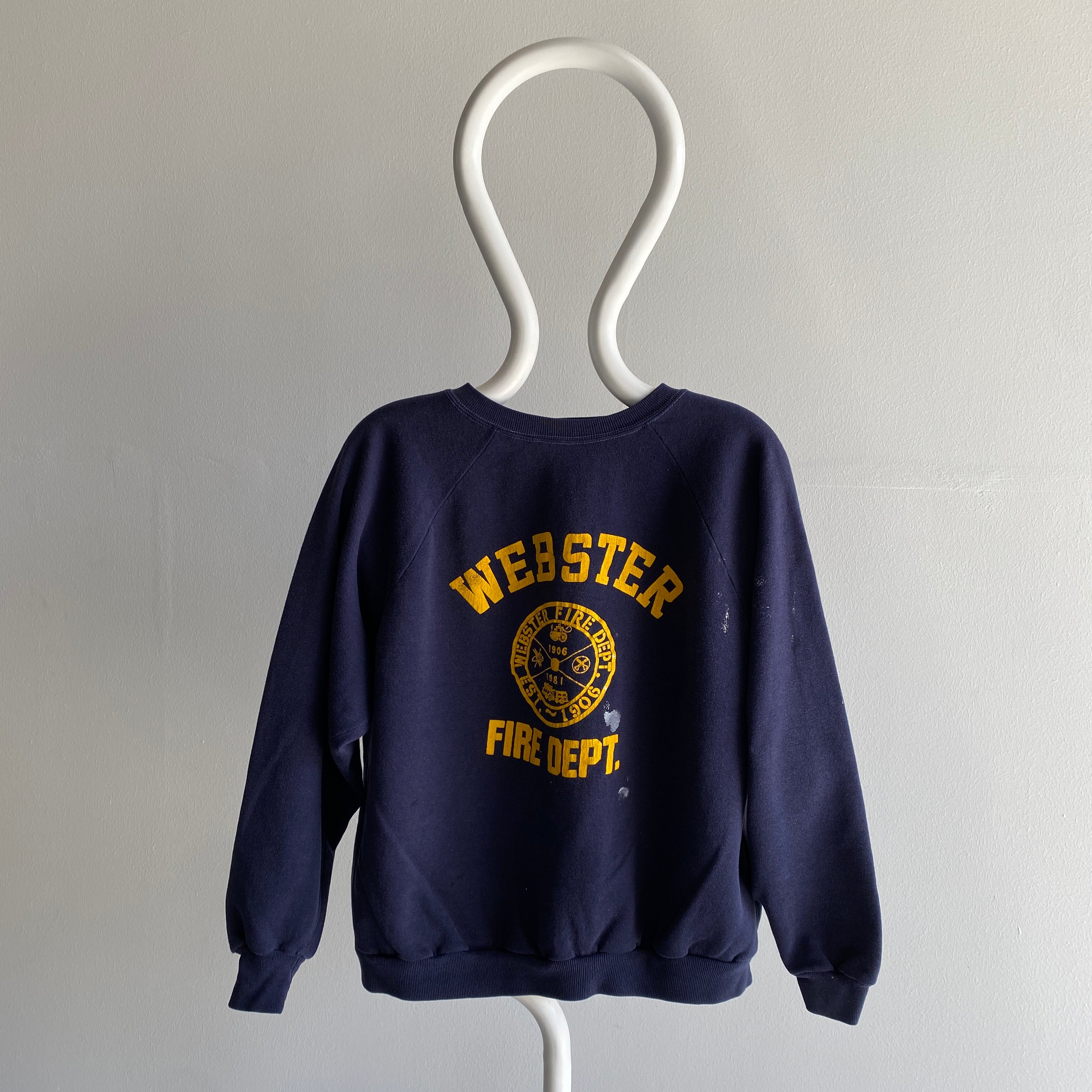 1981 Webster Fire Department Paint Stained Raglan
