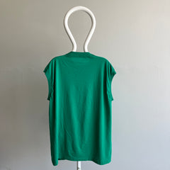 1980s Kelly Green Muscle Tank with a Selvedge Pocket