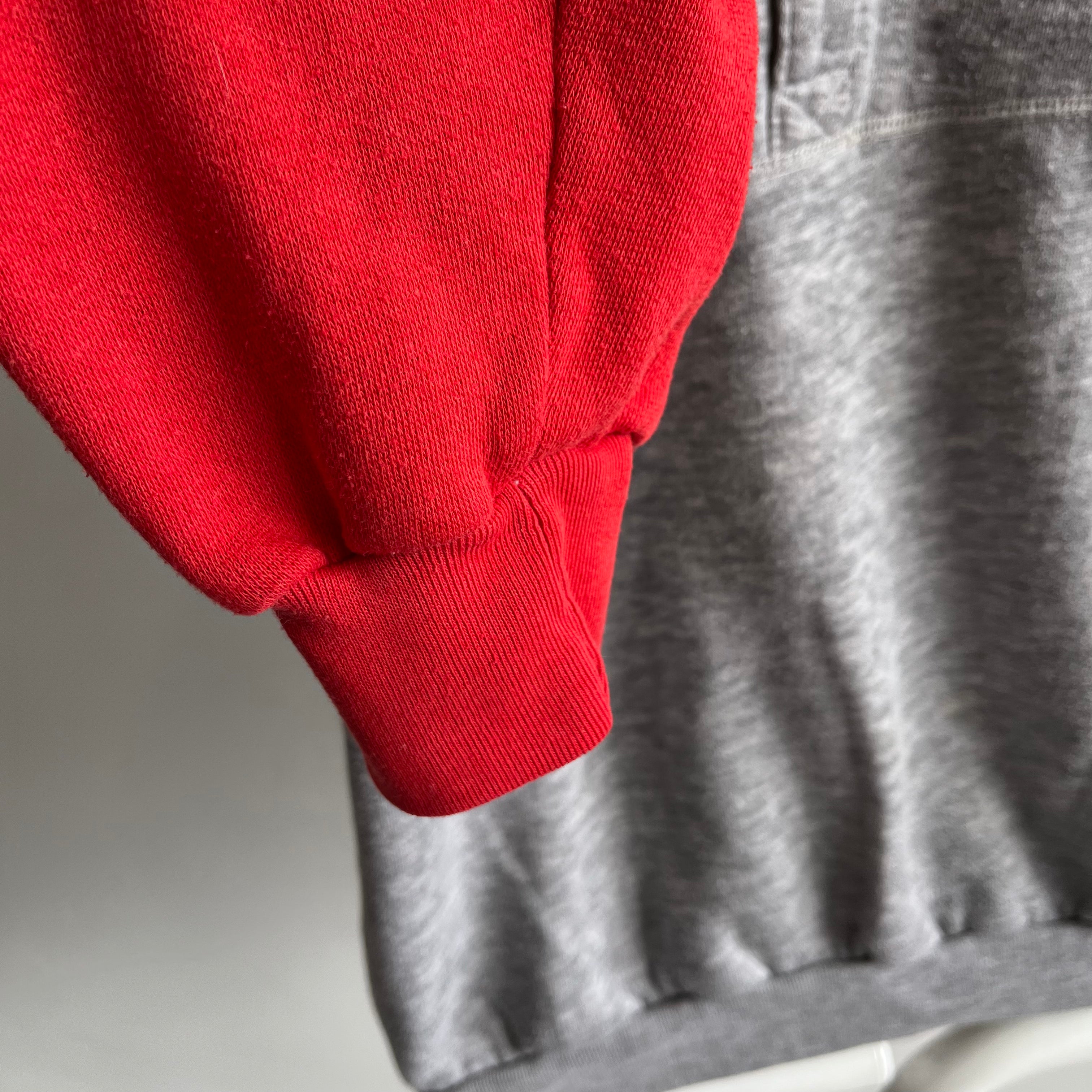 1980s Twofer - Layered Red and Gray Warm Up Sweatshirt - OMG!