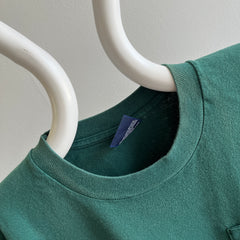 1990s Oversized Dark Green Blank Cotton T-Shirt