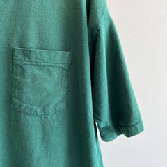 1990s Oversized Dark Green Blank Cotton T-Shirt