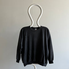 1990s Faded and Bleach Stained Super Lightweight Dark Gray/Black Sweatshirt/Long Sleeve Shirt