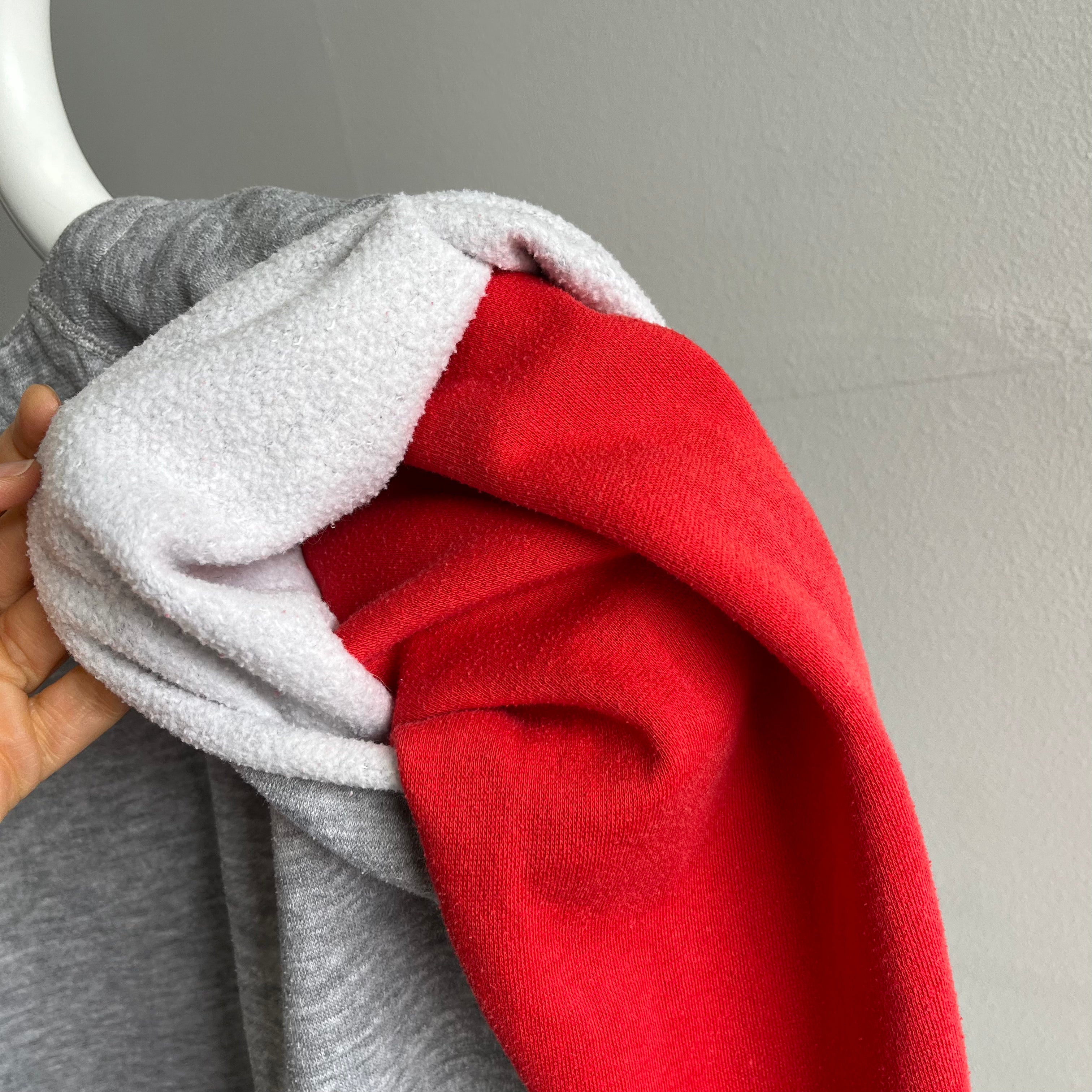 1980s Twofer - Layered Red and Gray Warm Up Sweatshirt - OMG!