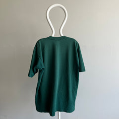 T-shirt surdimensionné en coton blanc vert foncé des années 1990