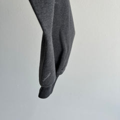 Sweat-shirt à manches longues gris foncé/noir super léger délavé et teinté à l'eau de Javel des années 1990