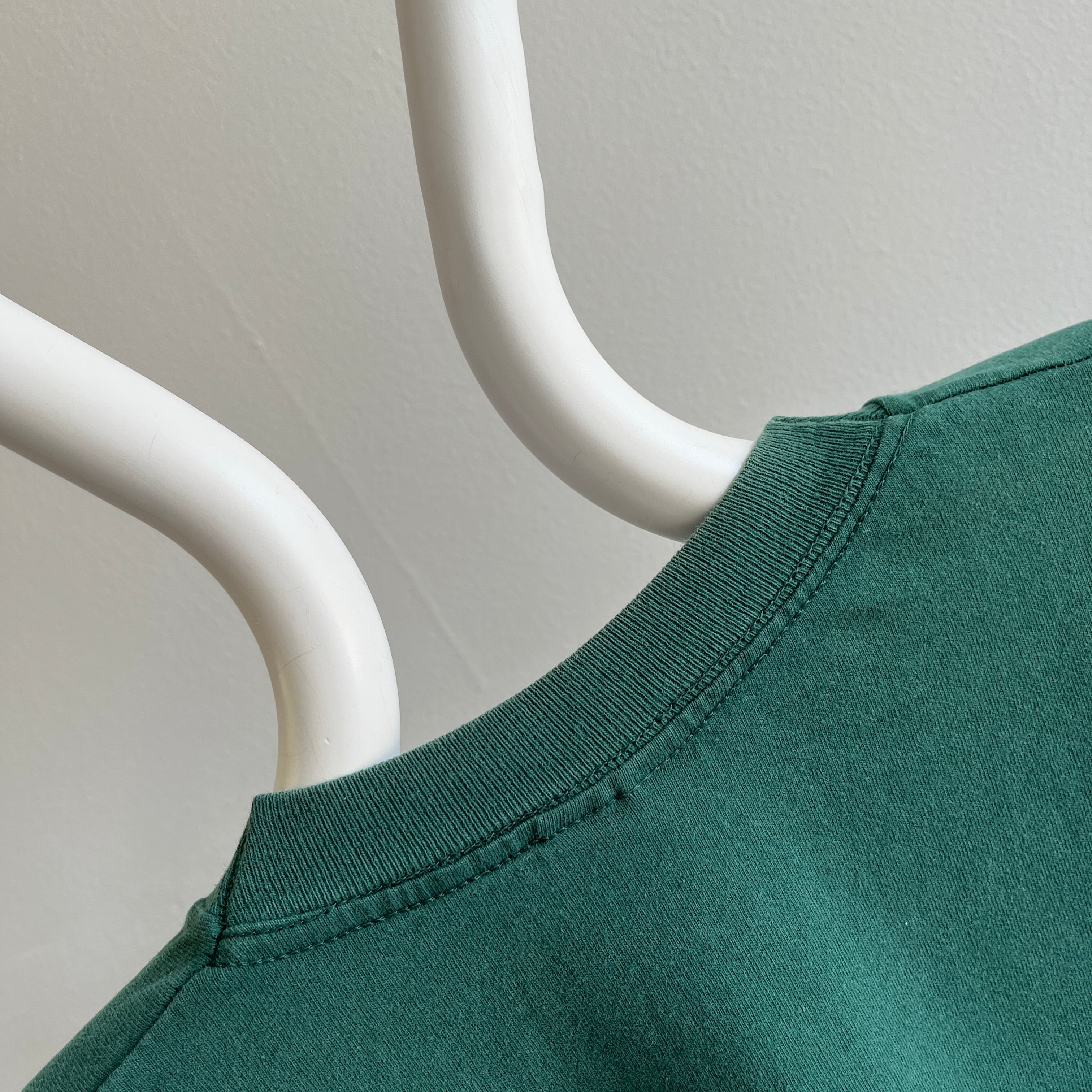 1990s Oversized Dark Green Blank Cotton T-Shirt