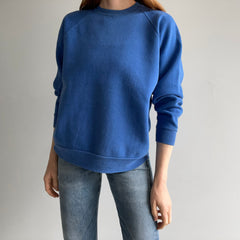 1970s Cotton Perfectly Faded Blue Luxurious Sweatshirt (IMO)