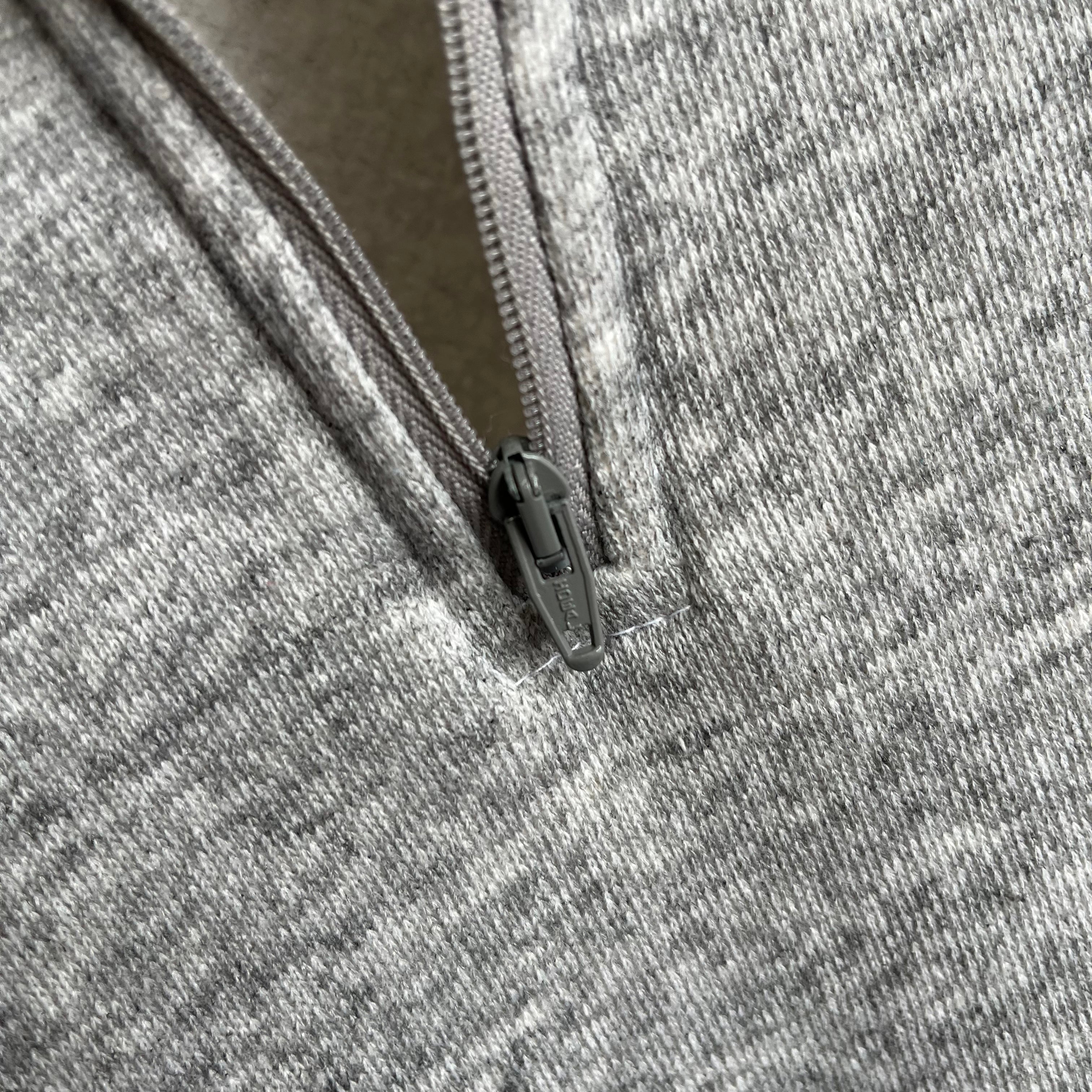 1980s Quarter Zip Blank Gray Mock Neck Sweatshirt
