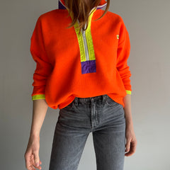 ÉPIQUE DES ANNÉES 1980 !!!!! Polaire 1/4 Zip NEON par Canteen