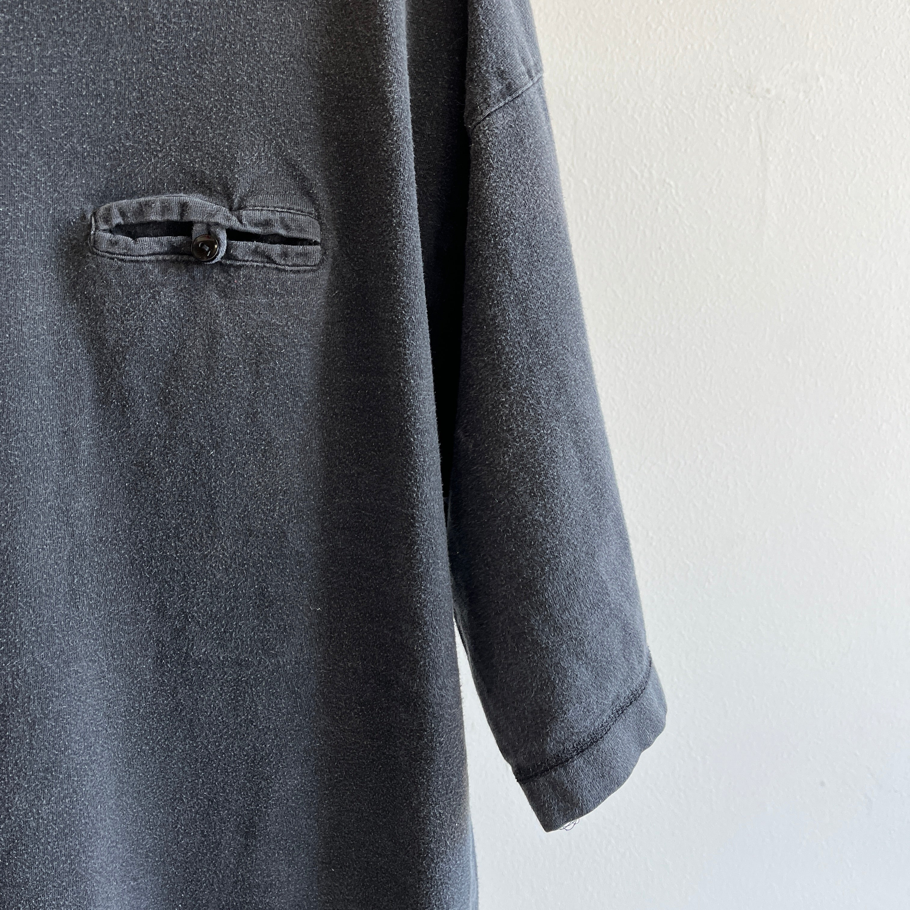 1990s Faded Cotton Pocket (with button!) Blank Black T-Shirt