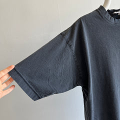 1990s Faded Cotton Pocket (with button!) Blank Black T-Shirt