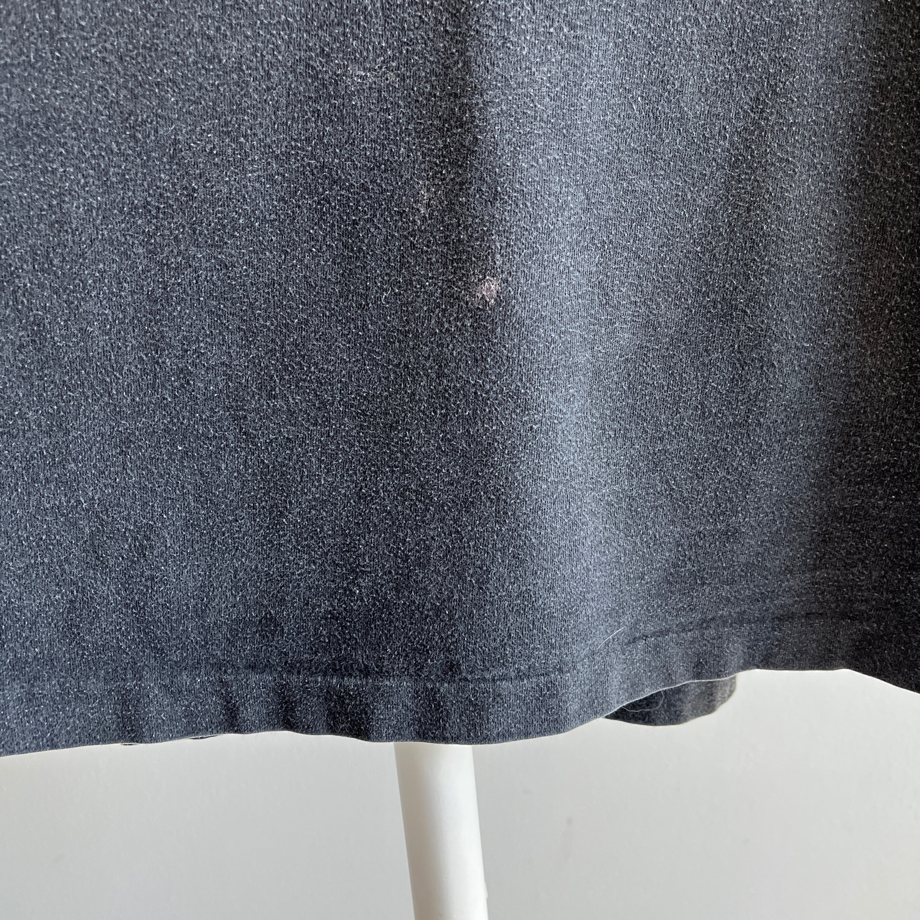 1990s Faded Cotton Pocket (with button!) Blank Black T-Shirt