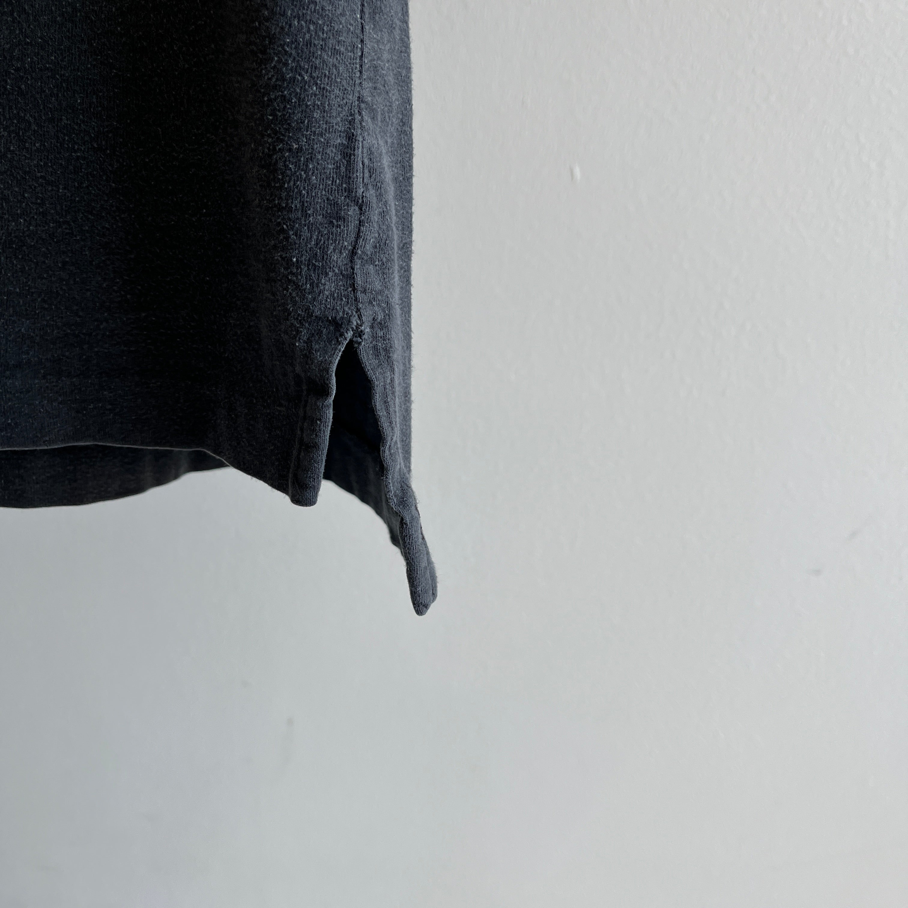 1990s Faded Cotton Pocket (with button!) Blank Black T-Shirt