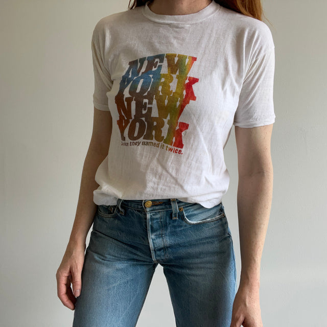 1970s New York New York T-shirt ajusté en coton