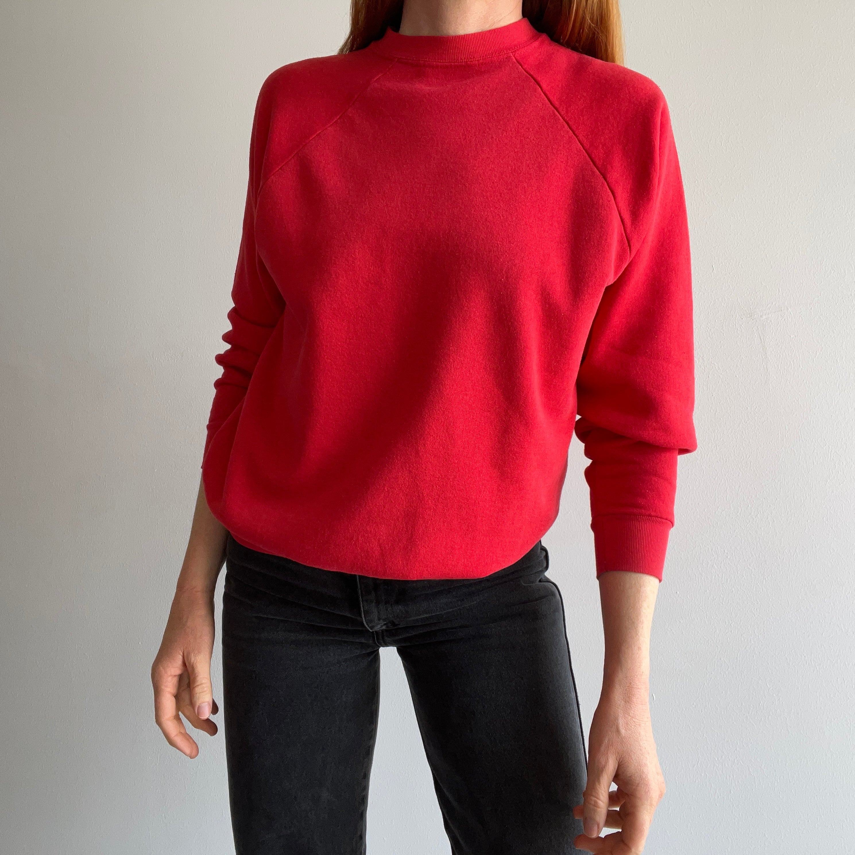 1980s Nicely Faded Blank Red Raglan