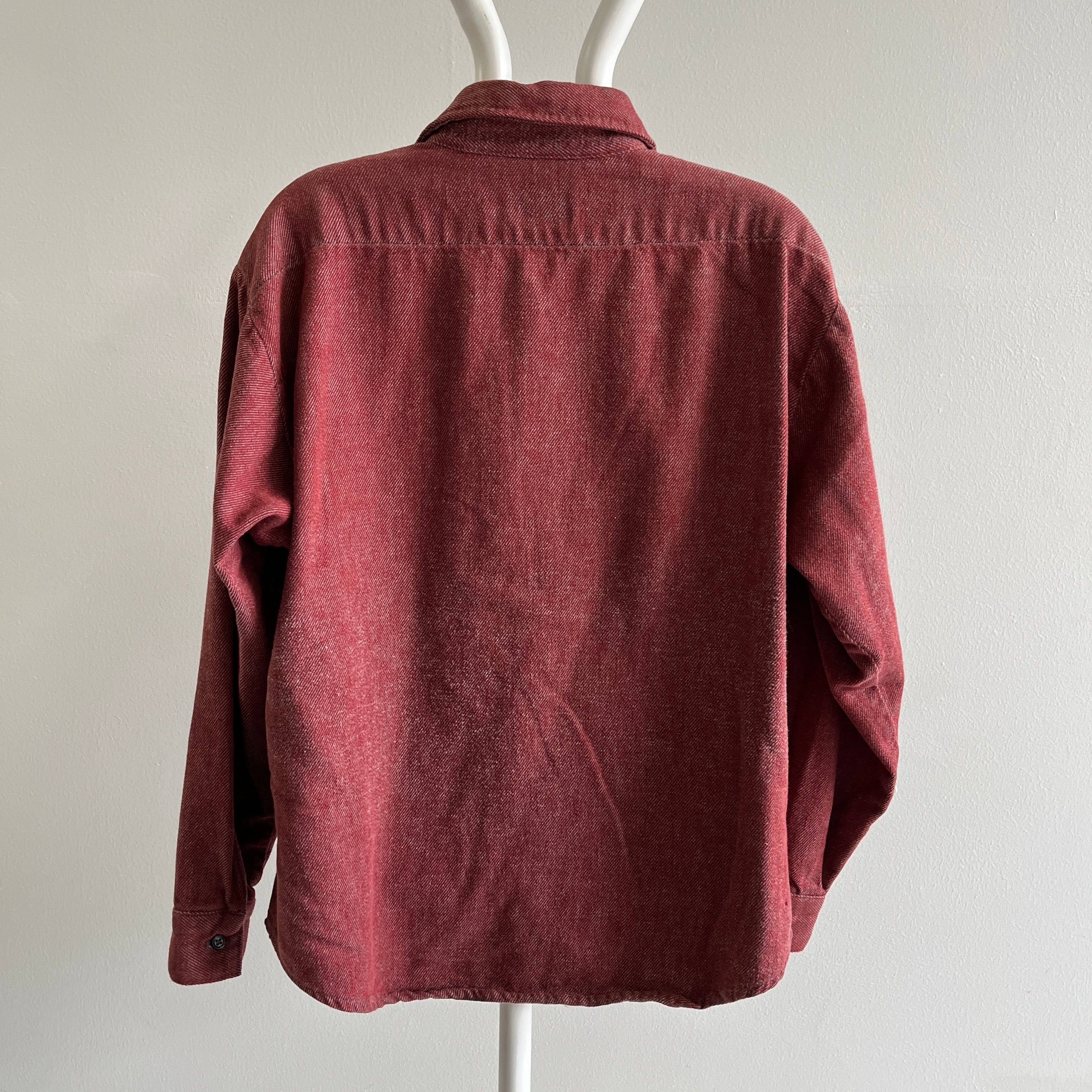 Flanelle de coton doux bordeaux cinq frères des années 1980 - Fabriqué aux États-Unis