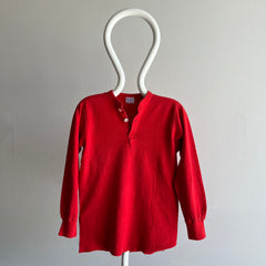 1960s Duofold Red Thermal Henley Long Sleeve