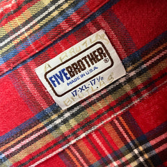 1980s X Long Five Brothers Cotton USA Made Flannel Shirt/Mini Dress??