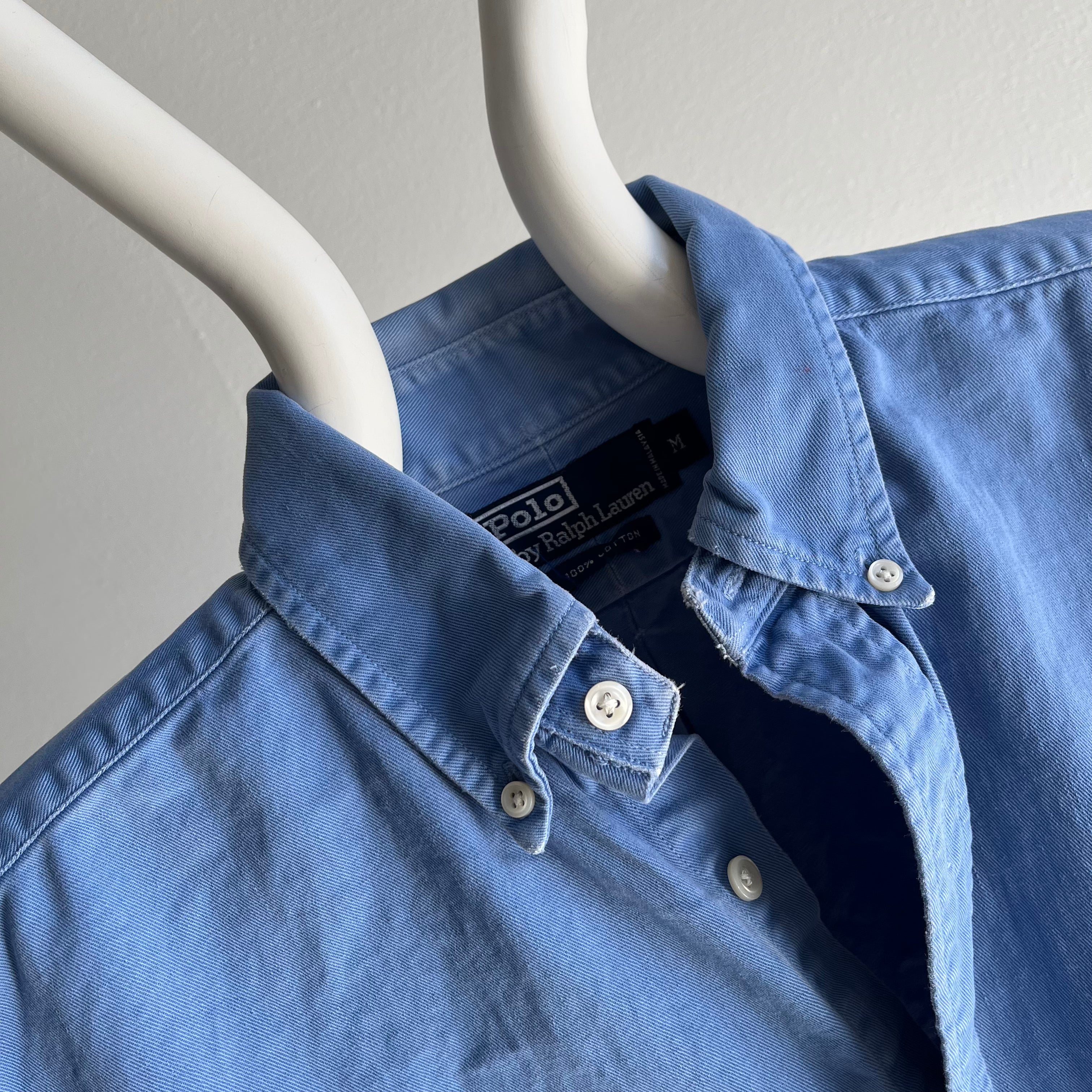 1990s Polo by Ralph Lauren Cut Sleeve Heavy Cotton Button Down Shirt