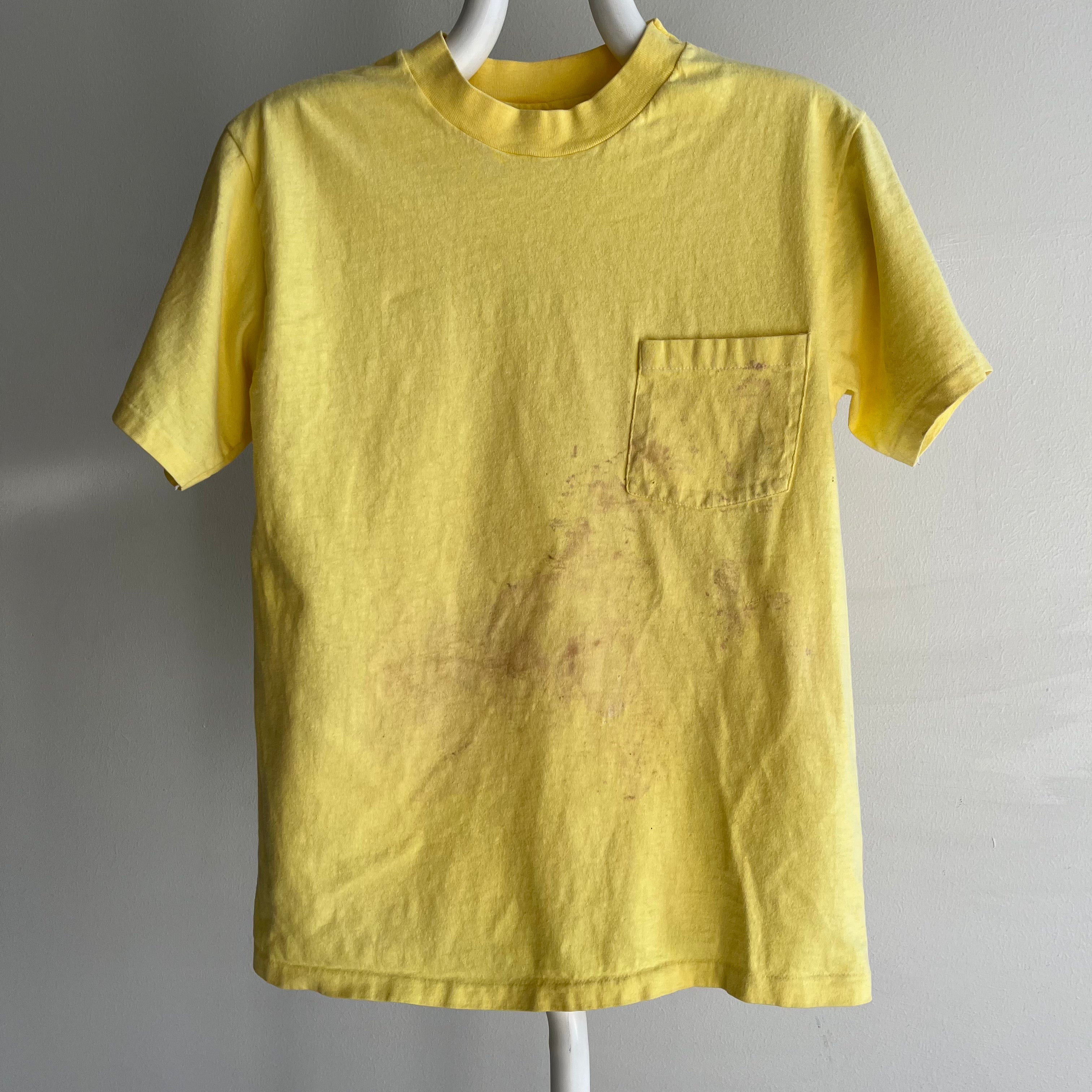 1980s Home of the Pickeled Pig Lips - Really Stained Cotton Pocket T-Shirt