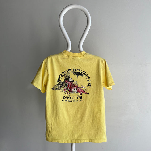 1980s Home of the Pickeled Pig Lips - Really Stained Cotton Pocket T-Shirt