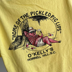 1980s Home of the Pickeled Pig Lips - Really Stained Cotton Pocket T-Shirt