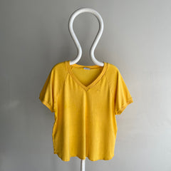 1980s Levi's Slouchy Mustard Jersey Knit Baseball T-Shirt