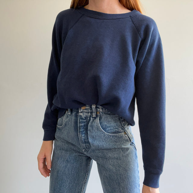 1980s Glorious Blank Navy Raglan