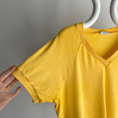 1980s Levi's Slouchy Mustard Jersey Knit Baseball T-Shirt