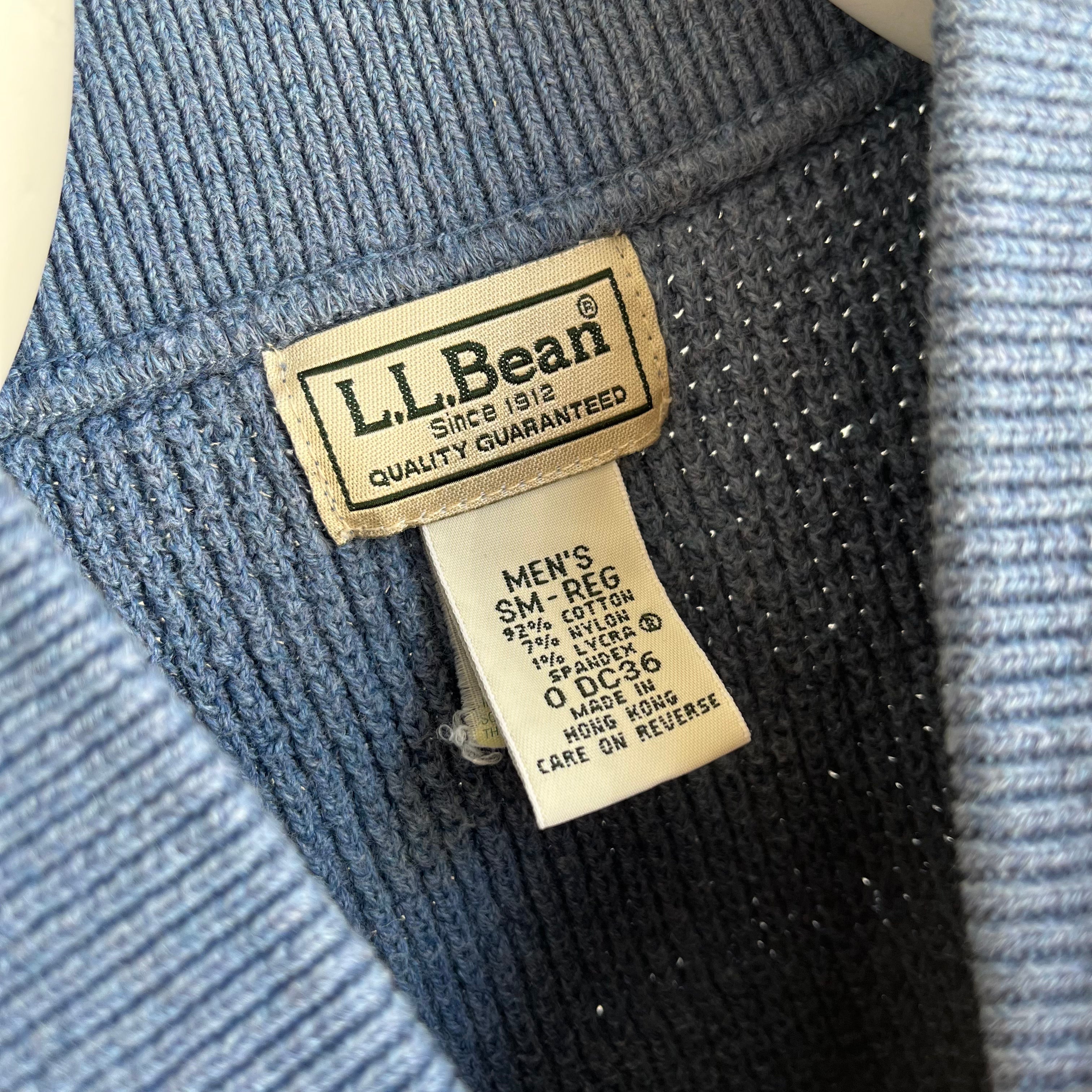 1990s LL Bean Baby Blue Pull en tricot de coton principalement