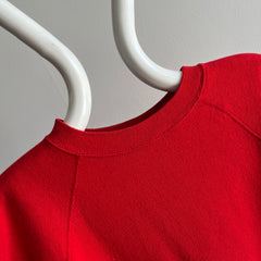 1980s Blank Red Warm Up Short Sleeve Sweatshirt