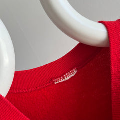 1980s Blank Red Warm Up Short Sleeve Sweatshirt