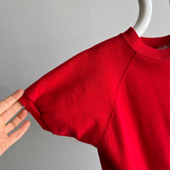 1980s Blank Red Warm Up Short Sleeve Sweatshirt