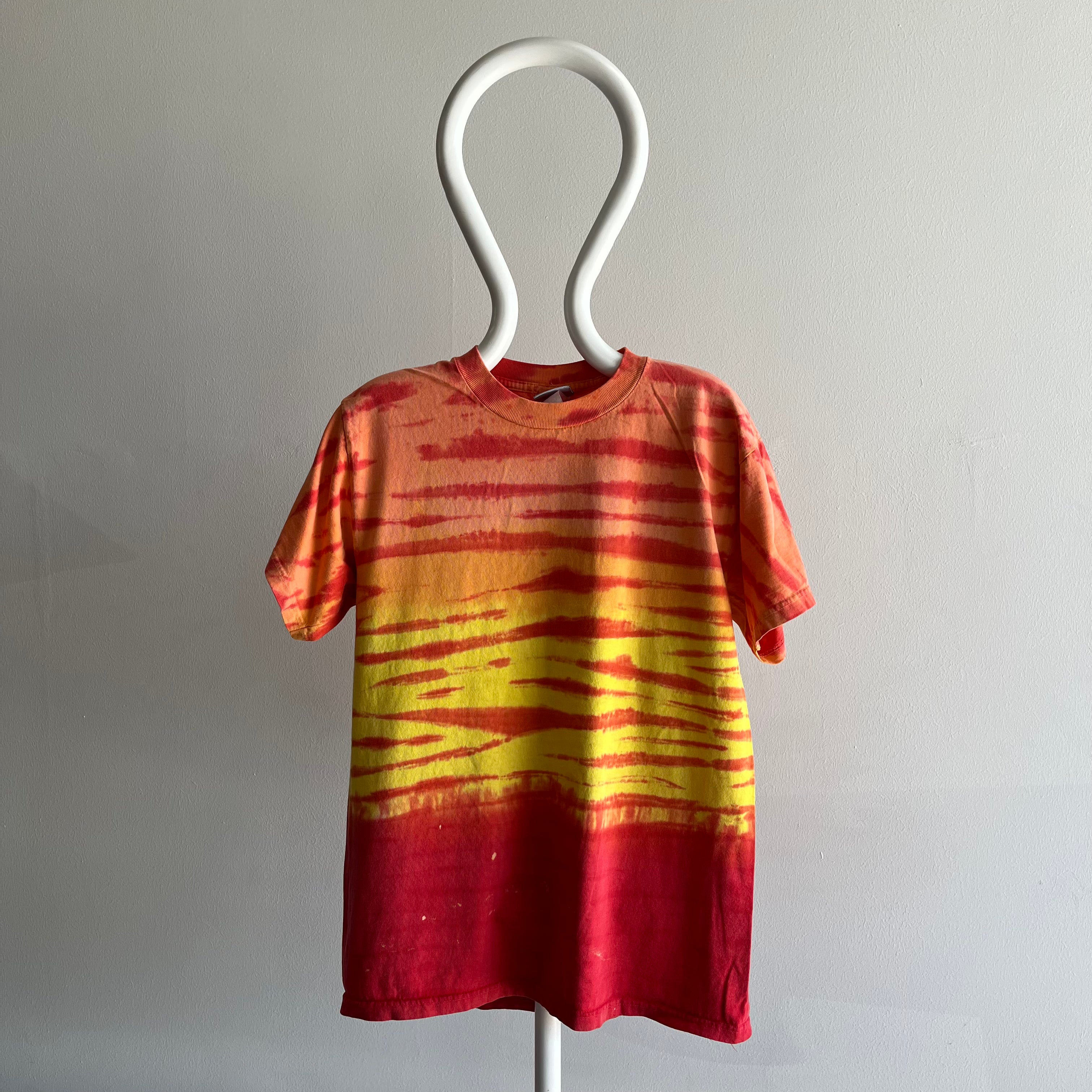 1990/2000s Striped Tie Dye Cotton T-Shirt