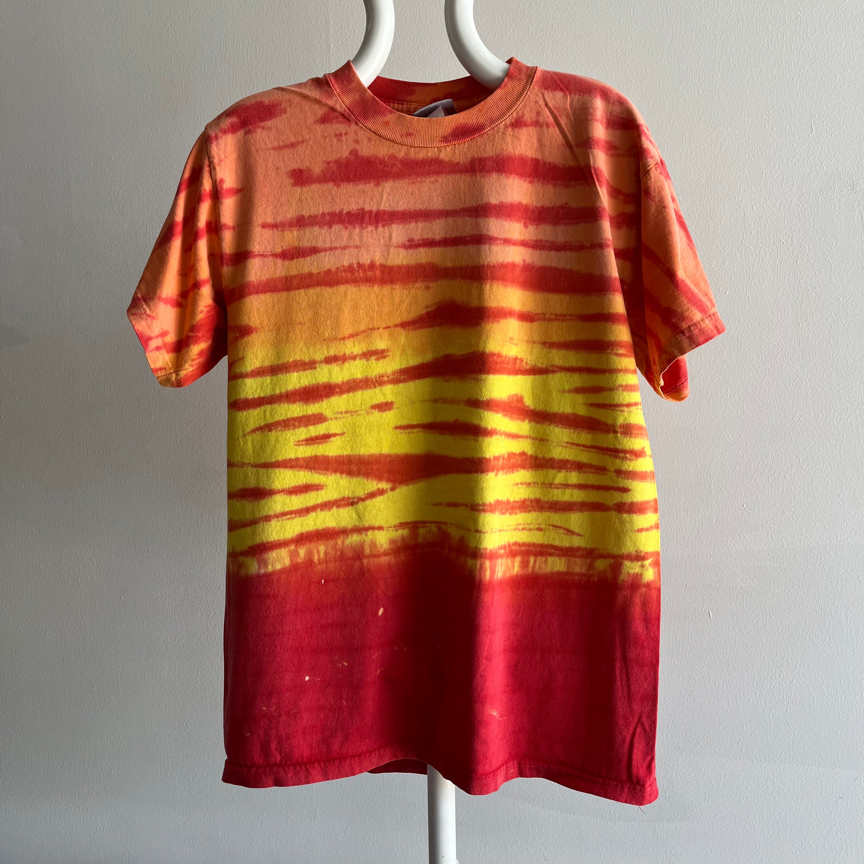 1990/2000s Striped Tie Dye Cotton T-Shirt