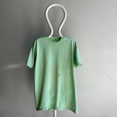 1980s Screen Stars Faded Neon Green SUPER Stained Cotton T-Shirt