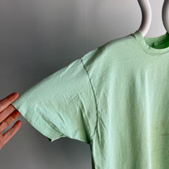 1980s Screen Stars Faded Neon Green SUPER Stained Cotton T-Shirt