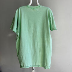 1980s Screen Stars Faded Neon Green SUPER Stained Cotton T-Shirt