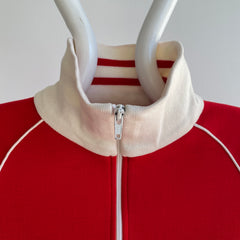 Sweat zippé rouge et blanc SUPER SOFT des années 1980
