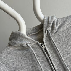 1980s Slim Fit Zip Up Gray Hoodie