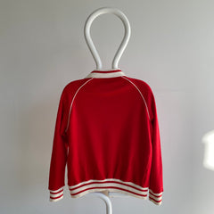 Sweat zippé rouge et blanc SUPER SOFT des années 1980