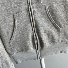 1980s Slim Fit Zip Up Gray Hoodie