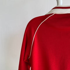 Sweat zippé rouge et blanc SUPER SOFT des années 1980