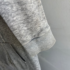 1980s Slim Fit Zip Up Gray Hoodie