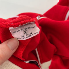 Sweat zippé rouge et blanc SUPER SOFT des années 1980