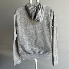 1980s Slim Fit Zip Up Gray Hoodie